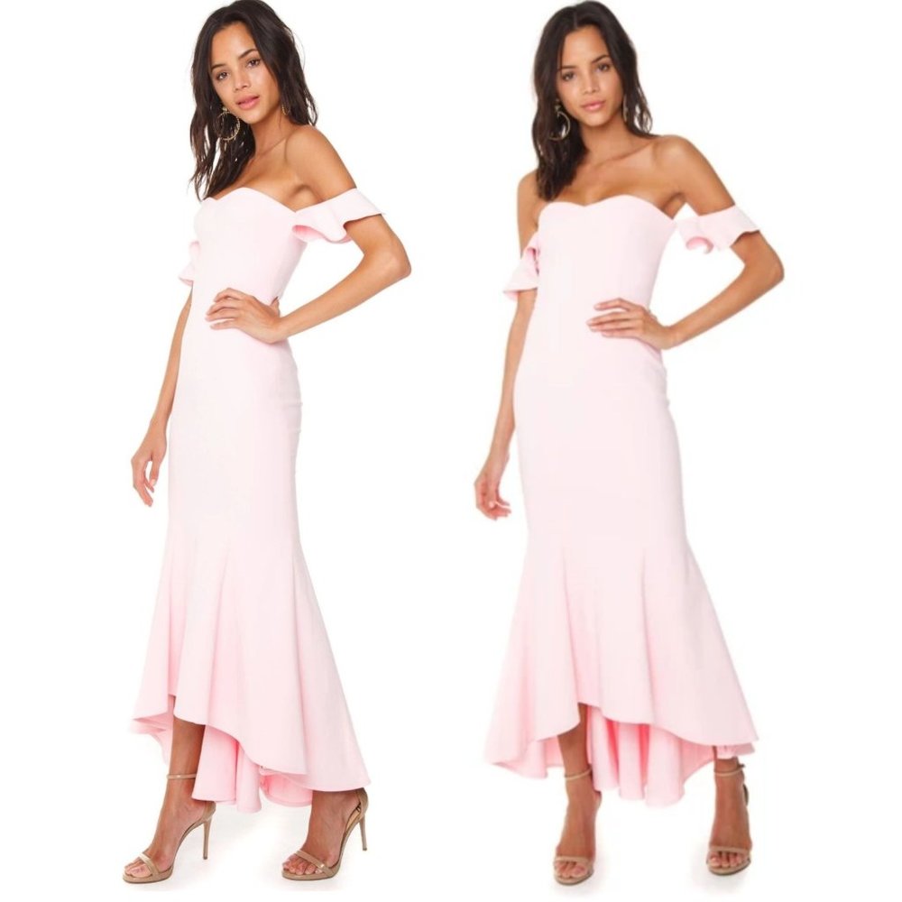 REVOLVE LIKELY Sunset Off-the-shoulder Pink Dress